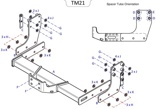 Towtrust fixed flange towbar - flange,